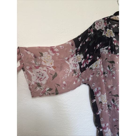 14th & Union Women’s Poncho Sheer black Floral Cardigan Fall Shawl, One Size OS - Picture 11 of 12